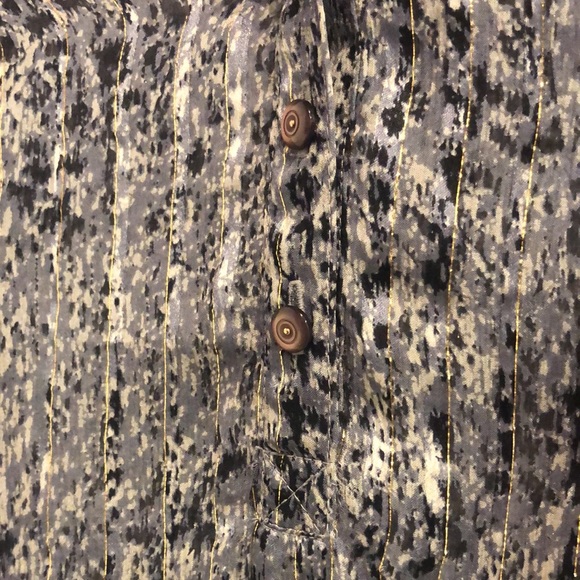 Ella Moss Platinum Print Stripe Sleeve Silk Henley - Picture 4 of 12